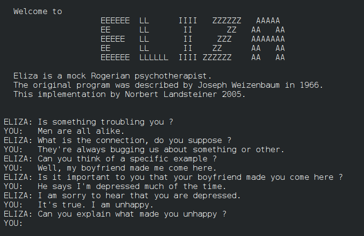 Conversation with ELIZA in 2006
